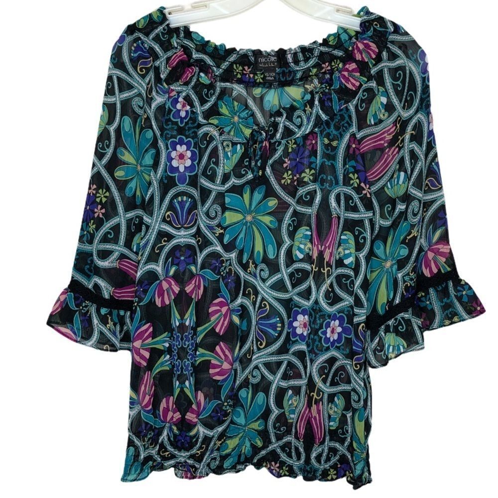 Nicole by Nicole Miller Sheer Floral Top